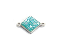 Natural Blue Shell Rhombus Shape Charm,18x14mm, Sku#Z286