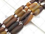 Natural Brown Matt Agate Barrel Spacer Beads, Matt Agate Spacer Beads, Tibetan Dzi Beads, 14x40mm, Sku#U1038