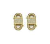 18K Gold Double Sides CZ Pave Lock Shape Clasp, Sku#H339