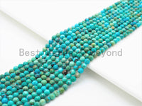 Natural Faceted Round Turquoise beads,2mm/3mm/4mm Tiny Blue Green Gemstone beads, Turquoise beads, 15.5inch strand, SKU#U326