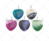 High Quality Natural Druzy Agate Heart Pendant, Blue/Whtie Black/Hot Pink/Purple/Green Necklace Agate Pendant,40mm,Sku#YK18