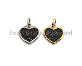 Black CZ Micro Pave Heart Pendant/Charm, Bracelet Necklace Cubic Zirconia  Heart Pendant Charm, 13mm,sku#Z585