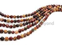 Unique Cut Quality Natural Piscasso Jasper beads, 8mm/10mm, Diamond Cut Faceted Round Gemstone Beads, 15.5inch strand, SKU#U133