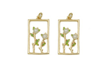 Pearl Flower On Rectangle Frame Charm, Sku#ZX52