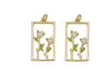 Pearl Flower On Rectangle Frame Charm, Sku#ZX52