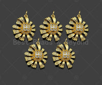 Gold Filled CZ Micro Pave Sun Flower Shape Pendant, 18K Gold Filled Flower Charm, Necklace Bracelet Charm Pendant, 21x18mm,Sku#Y471