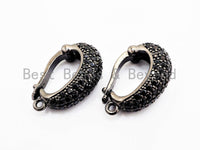 Black CZ Pave On Black Micro Pave Rhodium Plated Pendant Enhancer Bail with Latch-Back Closure, Pendant Enhancer,6x20x13mm, sku#C87