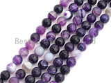 High Quality Natural Faceted Purple Banded Agate beads, 6mm/8mm/10mm/12mm Gemstone beads, Natural Agate Beads, 15.5inch strand, SKU#U446