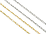 Gold Silver Small link thick Paperclip Chain by Yard, sku#LS06