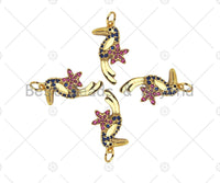 Colorful CZ Micro Pave Woodpecker Shape Pendant, 18K Gold Charm, Necklace Bracelet Charm Pendant, 21x10mm,Sku#Y433