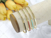 Colorful CZ Micro Pave with Enamel Adjustable Bangle Bracelat, 18K Gold Filled Enamel Open Bracelate, Stacking Bracelet, 3x62mm,Sku#LK490
