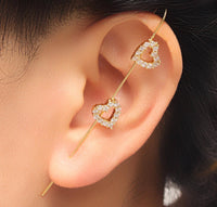 CZ Heart Long Spike Earrings, Sku#LD231