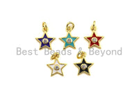 Enamel Colorful Star Charm Pendant,CZ Micro Pave Oil Drop pendant,Enamel pendant,Enamel Jewelry,9x11mm, sku#F1054