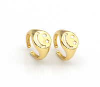 Star Eye Smiley Face Gold Filled Brass Signet Ring