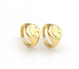 Star Eye Smiley Face Gold Filled Brass Signet Ring