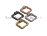 CZ Micro Pave Square Shape Clasp, Gold/Rose gold/Gunmetal/Silver Plated Carabiner Clasp, 23x23mm, sku#H158