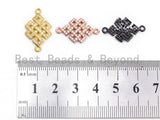 CZ Micro Pave Chinese Knot Connector for Bracelet/Necklace, CZ Cubic Zirconia Space Connector in Gold Silver, 13x12mm,sku#A63