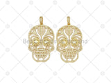 CZ Micro Pave Hollow Out Skull Shape Pendant, Sku#L635