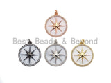 Enamel Star Coin Pendant, Gold/Silver/Gunmetal/Rose gold CZ