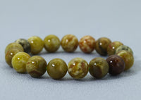 Natural Serpentine Round Smooth Stretchy Bracelet, Sku#EF133