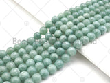 Natrual Linden Green Jade, 6mm/8mm/10mm Round Smooth Jade, Dyed Jade, 15.5'' Full Strand, Sku#U994