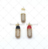 CZ Micro Pave with Enamel Colorful Pill Shape Pendant, 18K Gold Filled Capsule Charm,Necklace Bracelet Charm Pendant,Sku#Y551