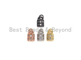 CZ Micro Pave Lock Pendant/Charm, Clear Cubic Zirconia Pave Charm, Silver/Gold/Rose Gold/Black Plated, 7x10mm, sku#F1135