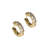 Gold CZ Round Hoop Earrings, Sku#Y777