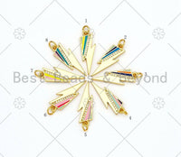 Colorful Enamel Lightning Shape Pendant, 18K Gold Filled Ena