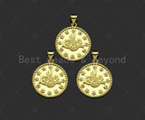 Gold Filled CZ Micro Pave Pattern Medallion Shape Pendant,18K Gold Filled Charm, Necklace Bracelet Charm Pendant,19x21mm,Sku#LK359