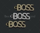 CZ Micro Pave BOSS Charm/Pendant, Cubic Zirconia Pave Boss Necklace Bracelet Pendant, Fashion Jewelry Findings, 10x29mm, sku#B126