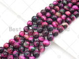 NEW COLOR!! Natural High Quality Fuchsia Green Tiger Eye Beads,6mm/8mm/10mm/12mm Round Smooth,Fuchsia Green,15.5" Full Strand,Sku#UA216