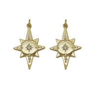 Gold Clear CZ North Star Charm, Sku#F1499