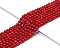 Natural High Quality Red Coral Round Smooth Beads, Sku#U1494