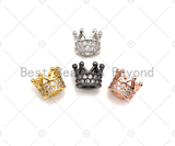 Cute CZ Micro Pave Big Hole Crown Spacer Beads, Cubic Zirconia Crown Beads, CZ Large Hole Crown Charm, 6x7mm, sku#Y333