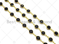 Black Crystal Rosary Bezel Chain by yard, 8mm beads size, Black Bezel Crystal Rosary Chain, Boho Jewelry Chains, wholesale chain,sku#V95