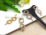 CZ Two Square Link Earring Component, Sku#J42