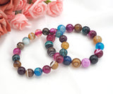 Colorful Banded Agate Stretch Bracelet,EF11