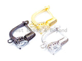1pair, CZ Micro Pave Teardrop Earring Hooks, Latch back Earrings, Huggie ear wire, Cubic Zirconia leverback earrings, sku#J13