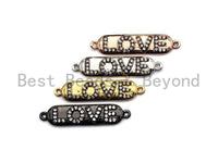 Dual Color CZ Micro Pave 7x31mm Slab Oval With LOVE Letter Two Hole Bracelet Connector, Cubic Zirconia Connector/Link,sku#E487