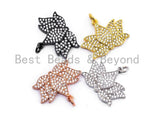 CZ Micro Pave Lotus Pendant for Necklace/Bracelet, Cubic Zirconia Pendant,17x23mm, 1pc, sku#F475