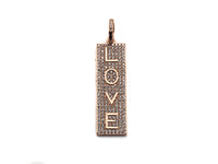 CZ Micro Pave Long Bar Love Pendant, Cubic Zirconia Strip Pendant, Micro pave Rectangle shape pendant, 13x41mm, sku#FH24