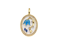 Colorful Enamel Flower On Oval Shape Charm Pendant, Sku#Z1375