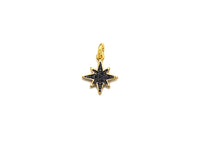 Black CZ Micro Pave North Star Shaped Pendant, Cubic Zirconi