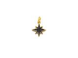 Black CZ Micro Pave North Star Shaped Pendant, Cubic Zirconi