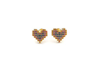 CZ Micro Pave Stud Earring Wires, Heart Shape Earrings, Colorful CZ micro pave earrings, 10mm, sku#J224