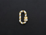 Colorful Enamel Pave Oval Shape Clasp, Carabiner Clasp, White/Black/Rainbow/Blue/Pink Screw Clasp, 12x20mm, sku#H251