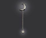 CZ Micro Pave Moon North Star Pendant/Charm, Star Moon Pendant, Clear CZ Micro Pave Charm, 11x55mm, sku#F1266