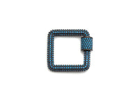 Fully Colorful Cz Micro pave Square Shape Clasp, CZ Pave Black/Blue/Pink/Gold Carabiner Clasp, 23mm, sku#H183