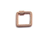 CZ Micro Pave Square Shape Clasp, Gold/Rose gold/Gunmetal/Silver Plated Carabiner Clasp, 23x23mm, sku#H158